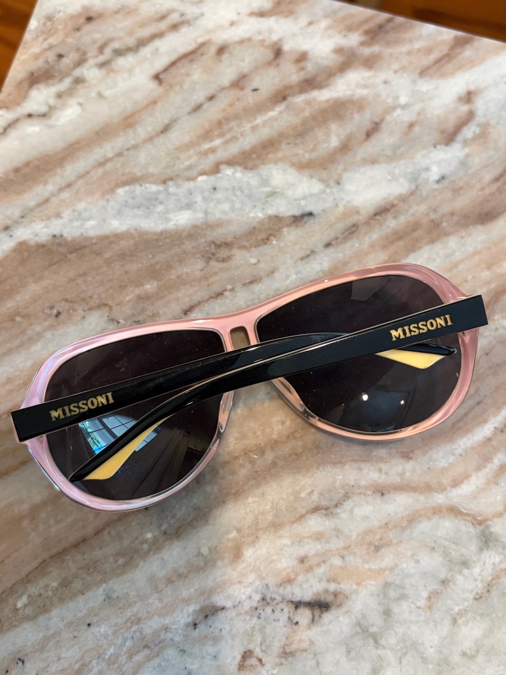Missoni Pink Frame Sunglasses with Black Temples and Gold Logo